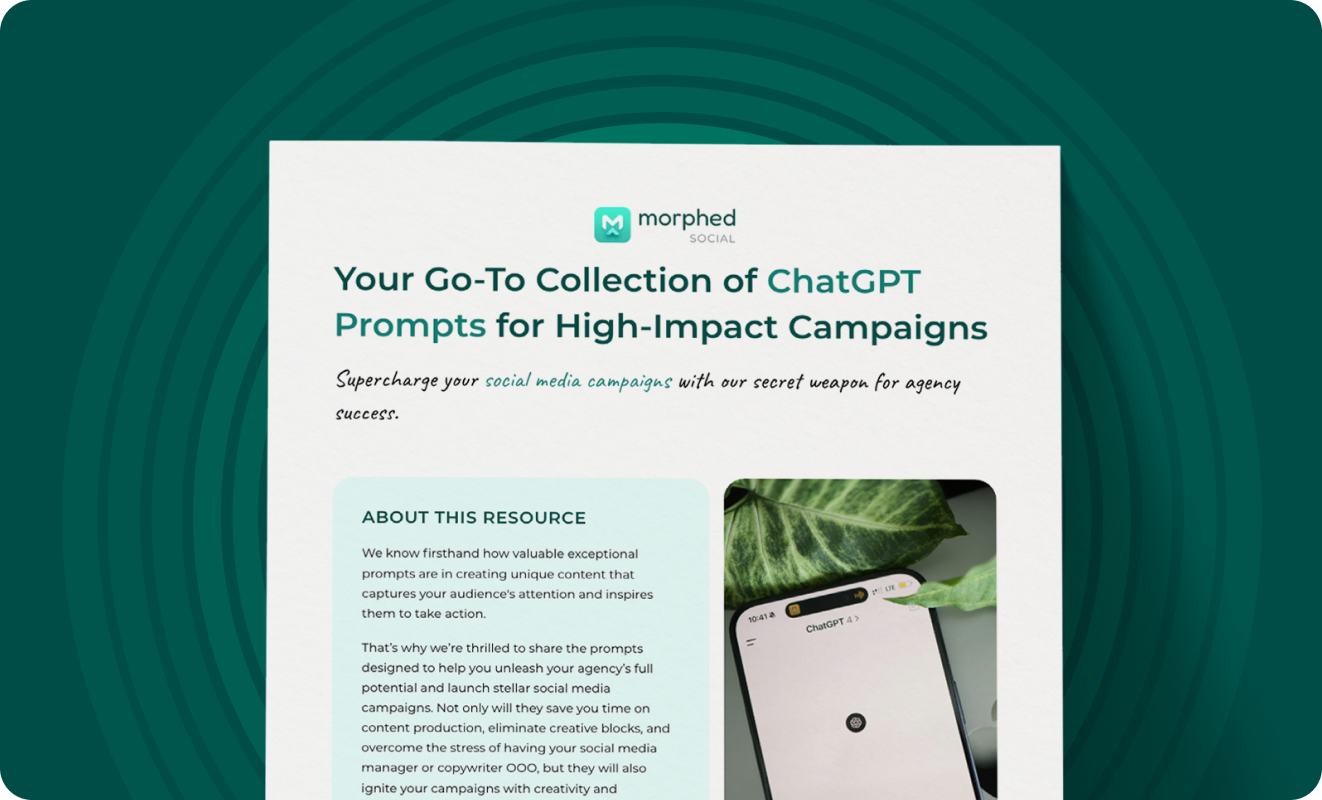 The cover page for the Morphed Social 'Go-To Collection of ChatGPT Prompts for High-Impact Campaigns'.